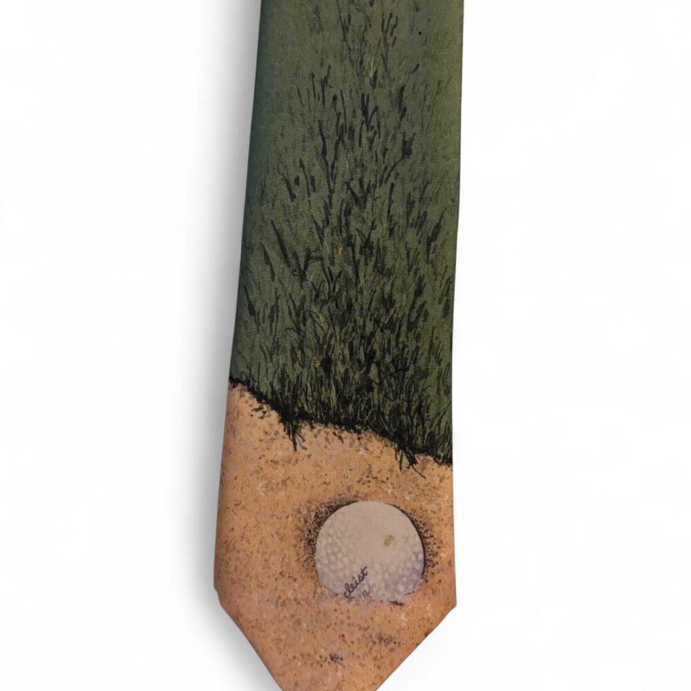 Vintage 1987 Knotsense tie "fried egg" green